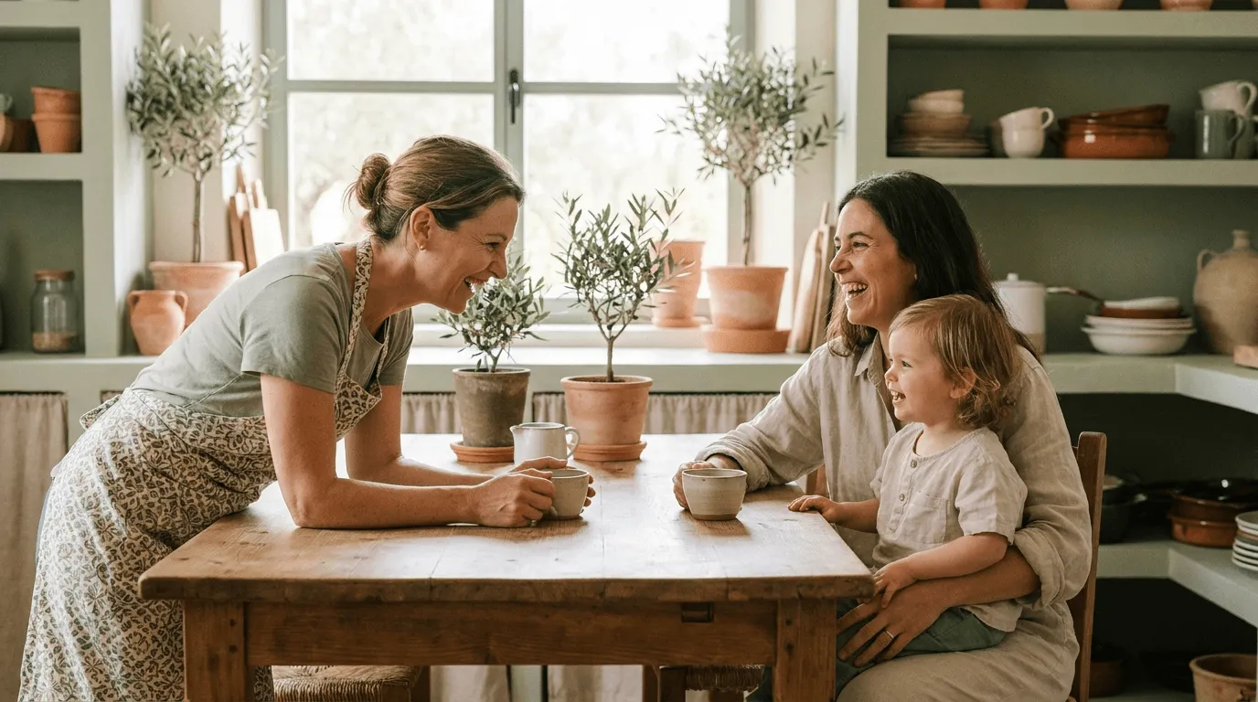 Encuentro entre una familia y una profesional del hogar